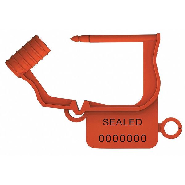 Padlock Seals, Orange, Plastic, PK50