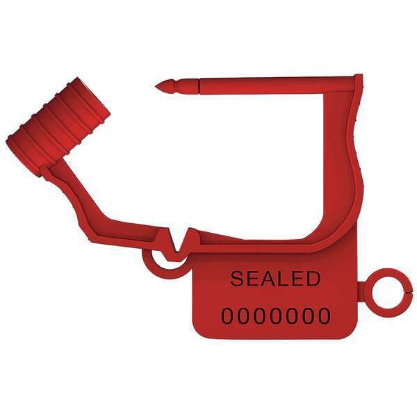 Padlock Seals, Red, Plastic, PK50