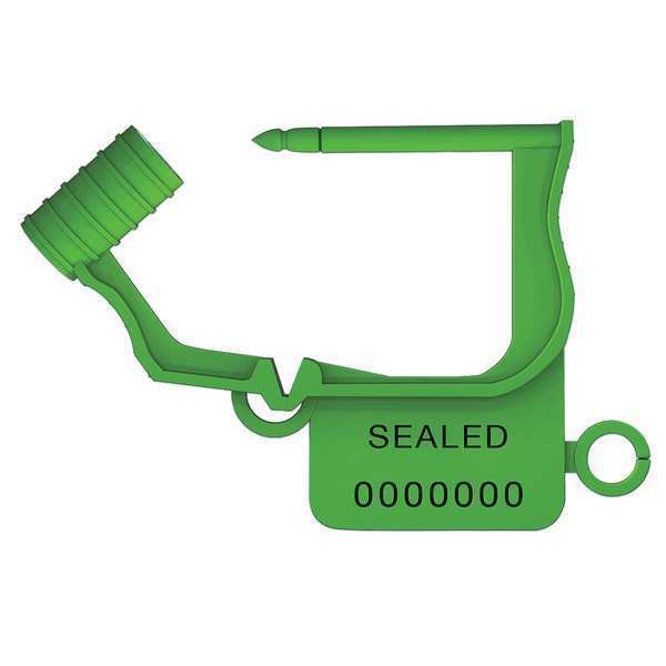 Padlock Seals, Green, Plastic, PK50