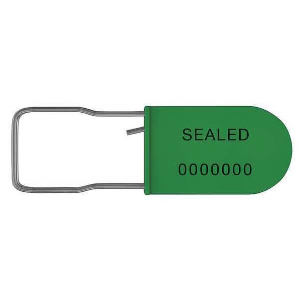 Padlock Seals, Green, Plastic, PK50