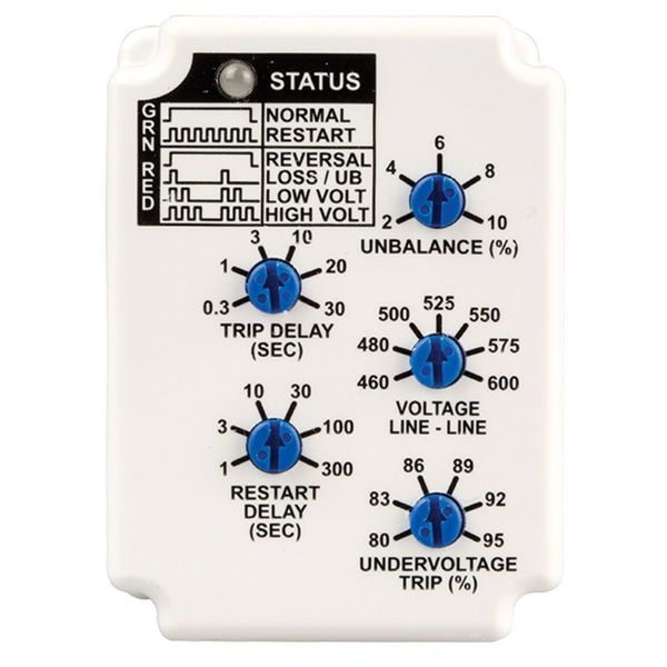 3 Phase Monitor Relay, SPDT, 600VAC, 8 Pin