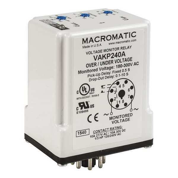 Voltage Monitor Relay, 120VC, Plug-In