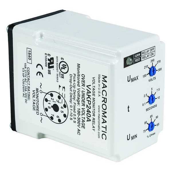 Voltage Monitor Relay, 240VC, Plug-In