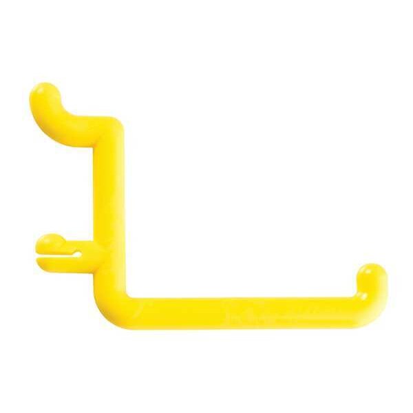 Locking Pegboard Hooks, 2 in.L, Yellow, PK8