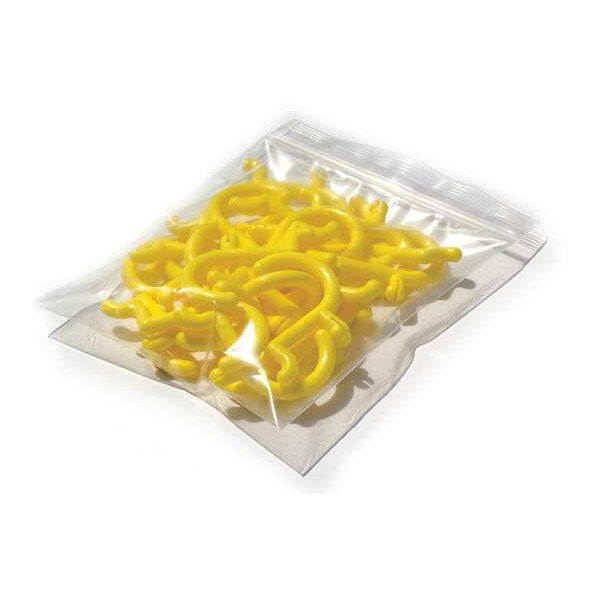Locking Pegboard Hooks, 1in.L, Yellow, PK25