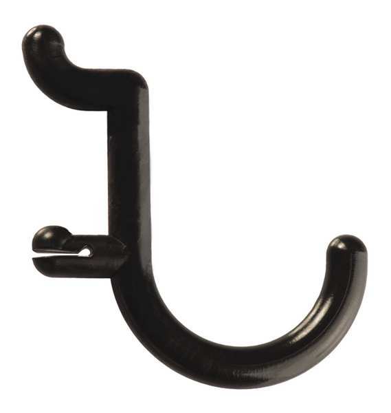 Locking Pegboard Hooks, 1 in. L, Blk, PK25