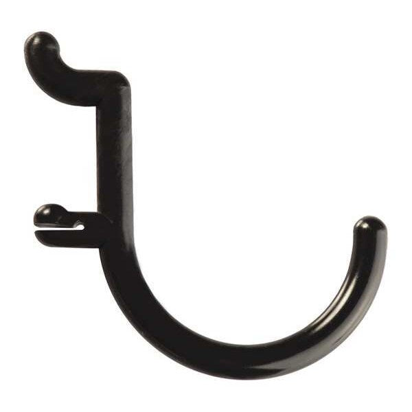 Locking Pegboard Hooks, Blk, Plastic, PK25