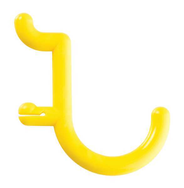 Locking Pegboard Hooks, 1 in.L, Yellow, PK8