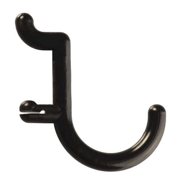Locking Pegboard Hooks, 1 in.L, Blk, PK8