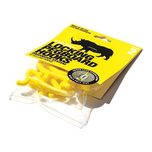 Locking Pegboard Hooks, Plastic, PK8