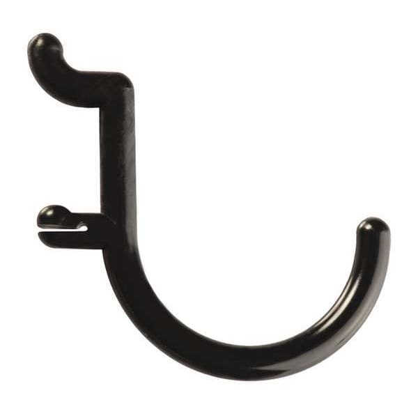 Locking Pegboard Hooks, Black, Plastic, PK8