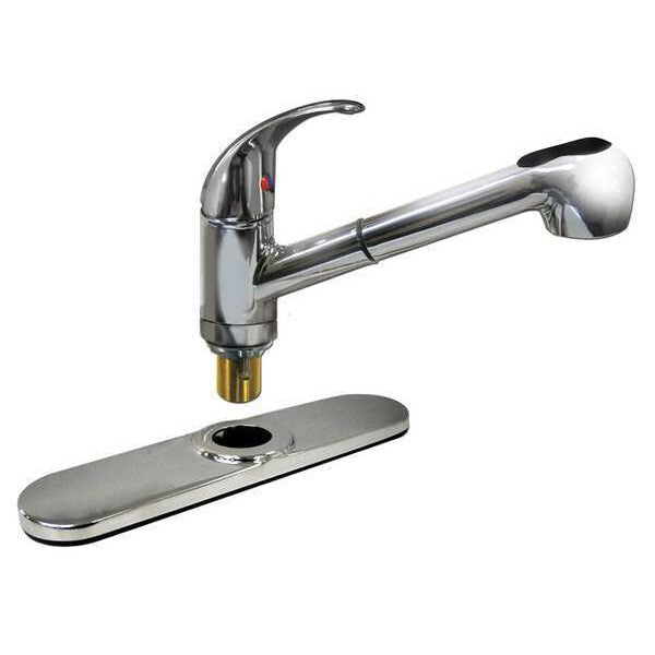 Manual, Single Hole Mount, 1 or 3 Hole Low Arc Pull Out Kitchen Faucet
