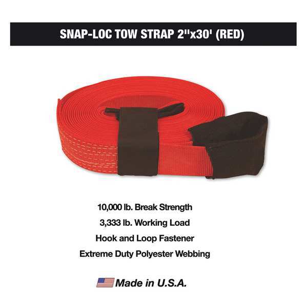 Tow Strap, 3333 lb. WLL, 2 in. W, Red