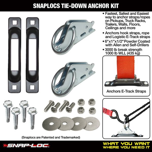 Logistic Tie-Down Anchor Kit, Stl, 1000lb.