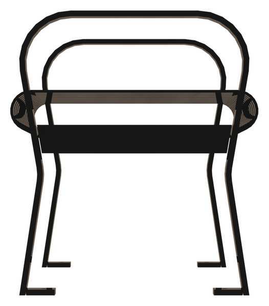 Outdoor Bench, 49 in. L, 25-1/4 in. H, Blck