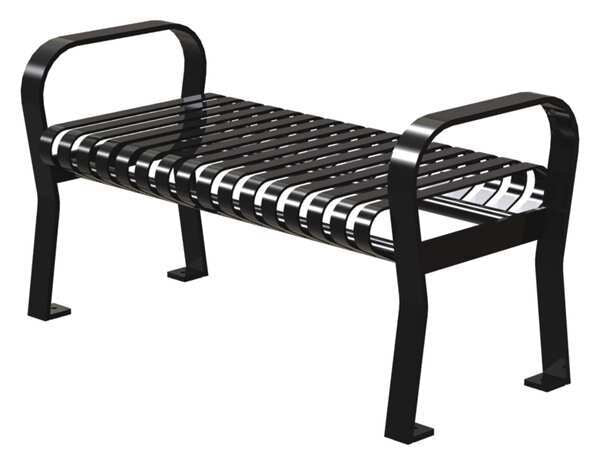 Outdoor Bench, 49 in. L, 25-1/4 in. H, Blck