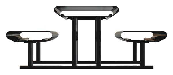 Picnic Table, Black, 71-1/2in.D, 77-1/2in.W