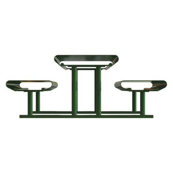 Picnic Table, Green, 71-1/2in.D, 77-1/2in.W