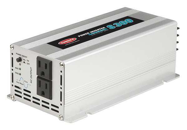 Inverter, Aluminum Case, Pure Sine Wave Form, 300 W Nominal Output, 2 Outlets