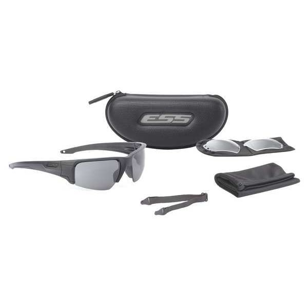 Ballistic Safety Glasses, Wraparound Clear/Smoke Gray Polycarbonate Lens, Scratch-Resistant