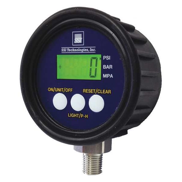 Digital Pressure Gauge, 0 to 200 psi, 1/4 in MNPT, Plastic, Black