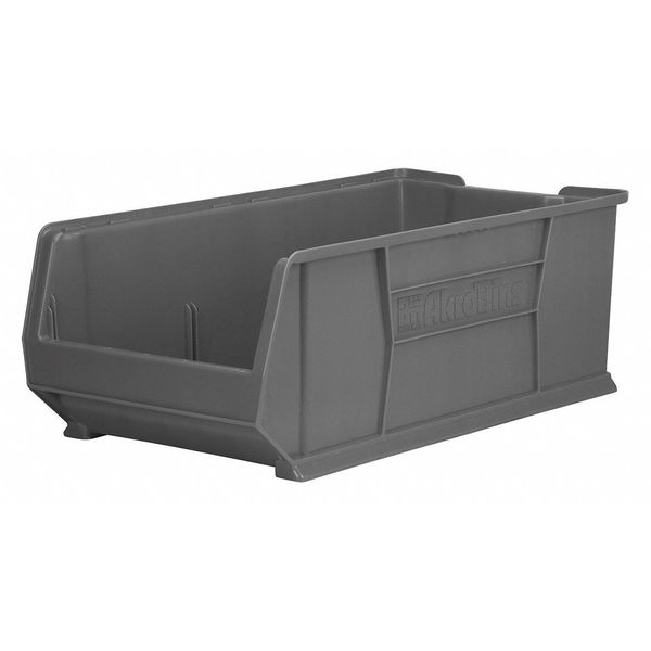 Super Size Bin, Gray, Plastic, 29 7/8 in L x 16 1/2 in W x 11 in H, 300 lb Load Capacity