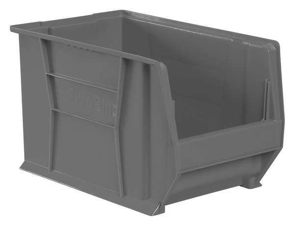 Super Size Bin, Gray, Plastic, 20 in L x 12 3/8 in W x 12 in H, 200 lb Load Capacity
