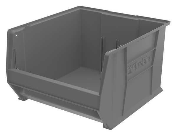 Super Size Bin, Gray, Plastic, 20 in L x 18 3/8 in W x 12 in H, 300 lb Load Capacity