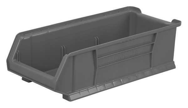 Super Size Bin, Gray, Plastic, 23 7/8 in L x 11 in W x 7 in H, 200 lb Load Capacity