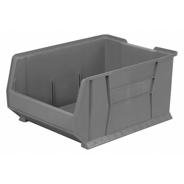 Super Size Bin, Gray, Plastic, 23 7/8 in L x 18 1/4 in W x 12 in H, 300 lb Load Capacity