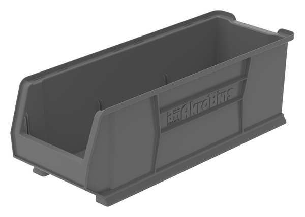Super Size Bin, Gray, Plastic, 29 7/8 in L x 11 in W x 10 in H, 300 lb Load Capacity