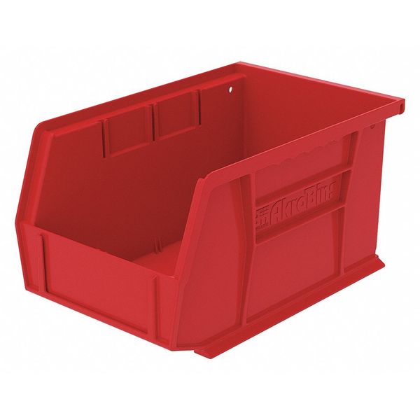 Hang & Stack Storage Bin, Red, Plastic, 9 1/4 in L x 6 in W x 5 in H, 20 lb Load Capacity