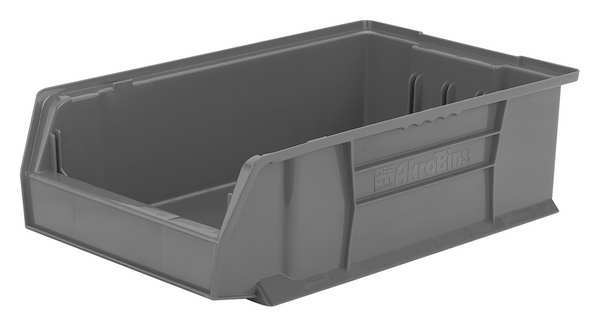 Super Size Bin, Gray, Plastic, 20 in L x 12 3/8 in W x 6 in H, 200 lb Load Capacity