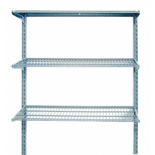 33 In. W x 31.5 In. H Gray Wall Mount Shelving Unit with 3 Steel Wire Shelves & Mounting Hardware