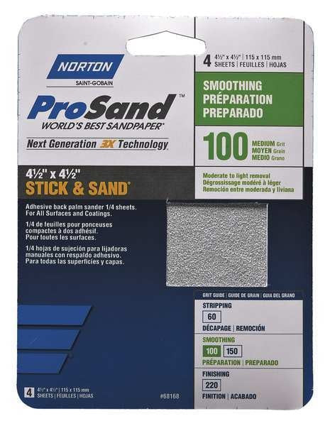 Sandpaper Sheet, Med, 100 Grit, PK20
