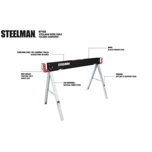Sawhorse, Work Table, 47 in., Steel
