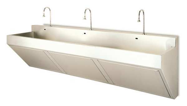 90 in W x 23 in L x 26 in H, Wall Mount, Compact Surgical Scrub Sink