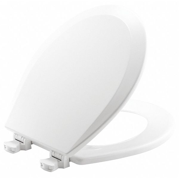 Toilet Seat, With Cover, Enameled Wood, Round, White