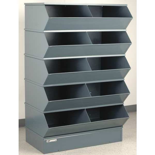 Steel Sectional Stacking Bin, 24 in D x 60 3/8 in H x 37 in W, 6 Shelves, Gray