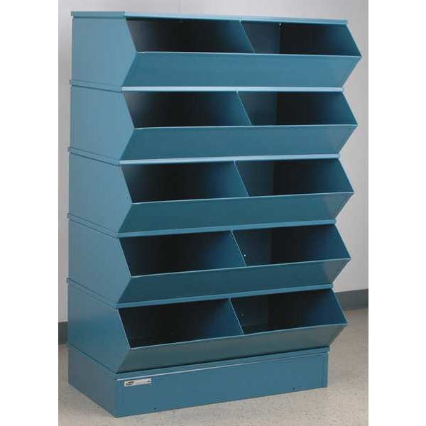 Steel Sectional Stacking Bin, 24 in D x 60 3/8 in H x 37 in W, 6 Shelves, Blue