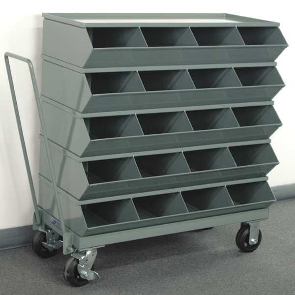 Steel Sectional Stacking Bin, 18 3/4 in D x 40 in H x 37 in W, 6 Shelves, Gray