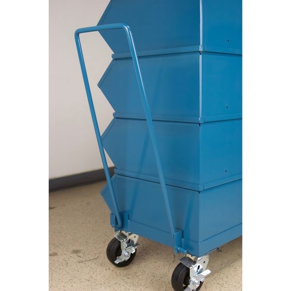 Steel Sectional Stacking Bin, 18 3/4 in D x 40 in H x 37 in W, 6 Shelves, Blue