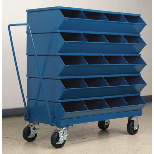 Steel Sectional Stacking Bin, 18 3/4 in D x 40 in H x 37 in W, 6 Shelves, Blue