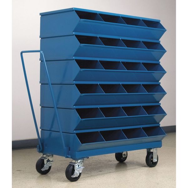 Steel Sectional Stacking Bin, 18 3/4 in D x 46 7/8 in H x 37 in W, 7 Shelves, Blue