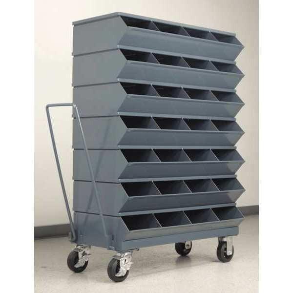 Steel Sectional Stacking Bin, 18 3/4 in D x 53 3/4 in H x 37 in W, 8 Shelves, Gray