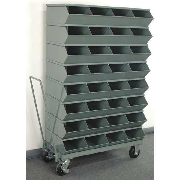 Steel Sectional Stacking Bin, 18 3/4 in D x 60 5/8 in H x 37 in W, 9 Shelves, Gray