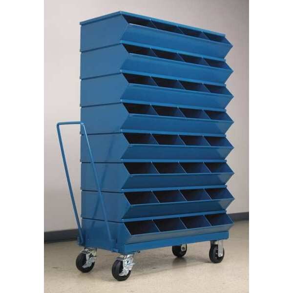 Steel Sectional Stacking Bin, 18 3/4 in D x 60 5/8 in H x 37 in W, 9 Shelves, Blue