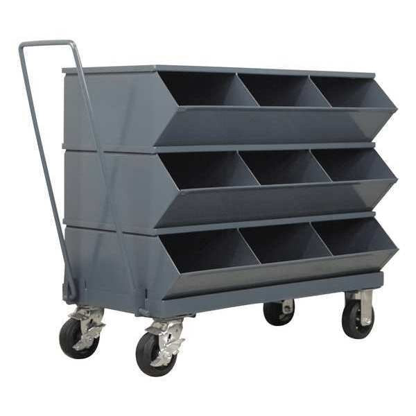 Steel Sectional Stacking Bin, 20 1/2 in D x 32 in H x 37 in W, 4 Shelves, Gray