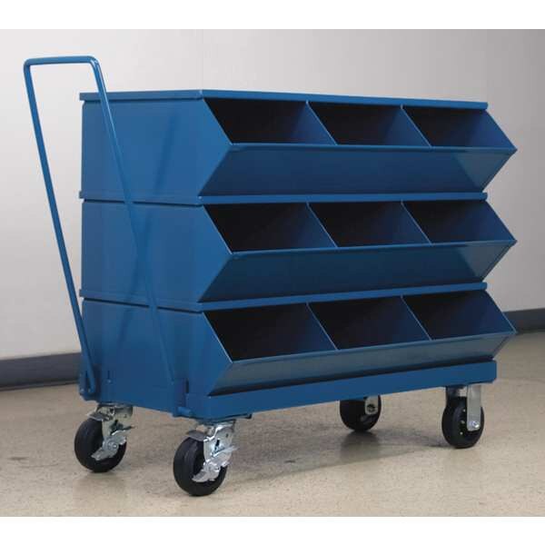 Steel Sectional Stacking Bin, 20 1/2 in D x 32 in H x 37 in W, 4 Shelves, Blue