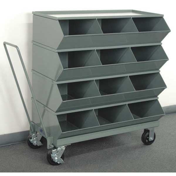 Steel Sectional Stacking Bin, 20 1/2 in D x 40 7/8 in H x 37 in W, 5 Shelves, Gray